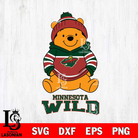 Minnesota Wild Winnie The Pooh Hockey SVG DXF EPS PNG FILE,NHL File Cut,Disney Digital Download,Instant Download, Silhouette