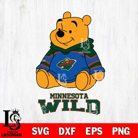 Minnesota Wild Winnie The Pooh NHL Hockey SVG DXF EPS PNG FILE,NHL File Cut,Disney Digital Download,Instant Download, Silhouette