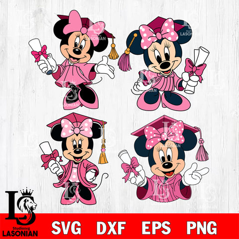 Minnie Mouse Graduation pink bundle SVG DXF EPS PNG FILE, File Cut, Digital Download,Instant Download, Silhouette, Cricut