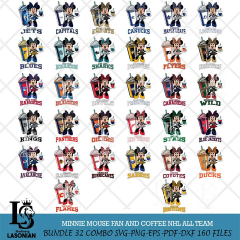Minnie Mouse Fan And Coffee NHL Svg Eps Dxf Png File, Digital Download, Instant Download
