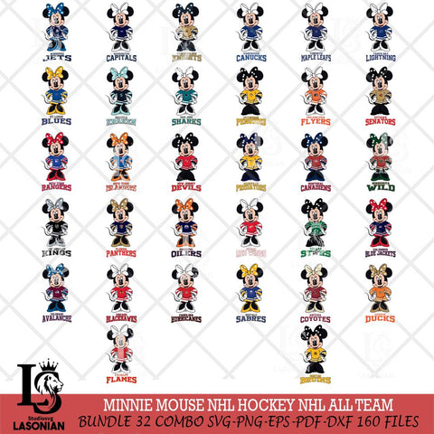 Minnie Mouse NHL Hockey Big Bundle SVG DXF EPS PNG FILE,NHL Bundle File Cut,Disney Digital Download,Instant Download, Silhouette