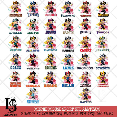 Minnie Mouse Sport NFL SVG DXF EPS PNG FILE, BIG BUNDLE Disney Father day File Cut,Digital Download,Instant Download,Disney Svg Files