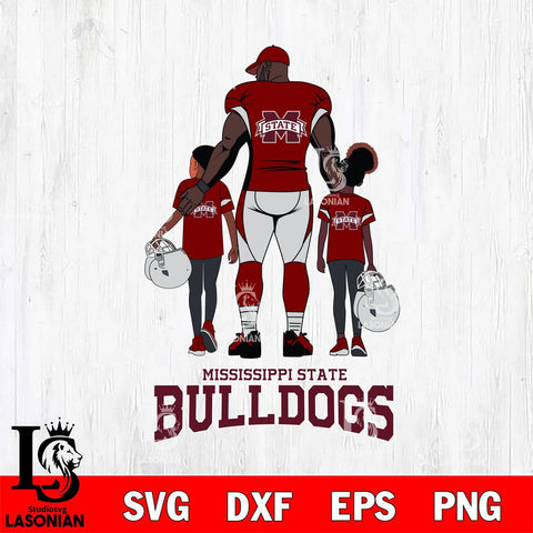 Mississippi State Bulldogs 3 Father and son Rugby SVG DXF EPS PNG FILE,NCAA SVG, Father day Digital Download,Instant Download, Silhouette