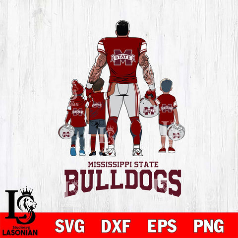Mississippi State Bulldogs 4 Father and son Rugby SVG DXF EPS PNG FILE,NCAA SVG, Father day Digital Download,Instant Download, Silhouette