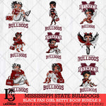 Mississippi State Bulldogs Black Fan Girl Betty Boop Bundle 9, Svg Eps Dxf Png File, Digital Download