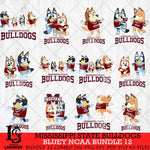 Mississippi State Bulldogs Bluey Dace Mode NCAA Bundle 12 SVG Eps Dxf Png File, Digital Download, Instant Download