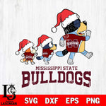 Mississippi State Bulldogs Bluey Family Christmas Svg Eps Dxf Png File, Digital Download
