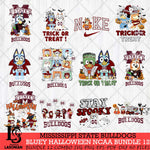 Mississippi State Bulldogs Bluey Halloween NCAA 12 SVG Eps Dxf Png File, Bundle NCAA svg, Digital Download, Instant Download