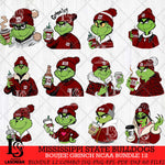 Mississippi State Bulldogs Boujee Grinch NCAA Bundle 12 SVG Eps Dxf Png File, Digital Download, Instant Download