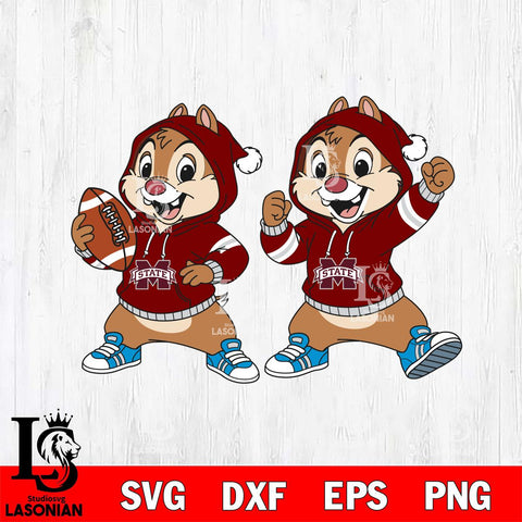 Mississippi State Bulldogs Chip và Dale Football File Cut, NCAA SVG DXF EPS PNG FILE, Digital Download , Criucut , Silhouette