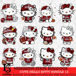 Mississippi State Bulldogs Cute Hello Kitty Bundle 12 SVG Eps Dxf Png File, NCAA Bundle svg, Digital Download, Instant Download