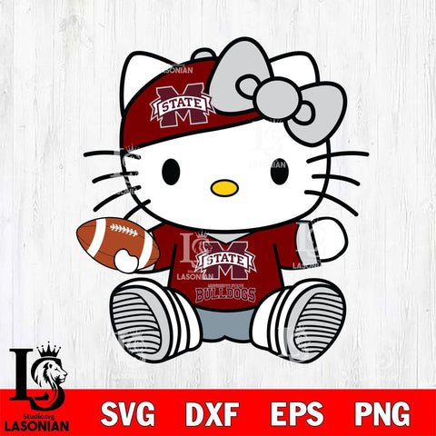 Mississippi State Bulldogs Cute Hello Kitty Football 11 Svg Eps Dxf Png File, NCAA svg, Digital Download, Instant Download