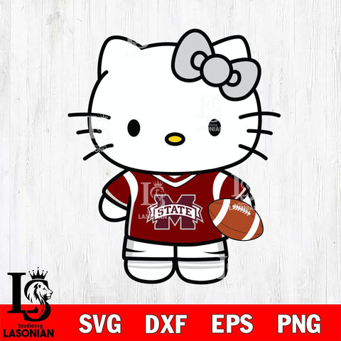 Mississippi State Bulldogs Cute Hello Kitty Football 8 Svg Eps Dxf Png File, NCAA svg, Digital Download, Instant Download