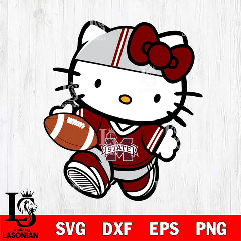 Mississippi State Bulldogs Cute Hello Kitty Football 9 Svg Eps Dxf Png File, NCAA svg, Digital Download, Instant Download