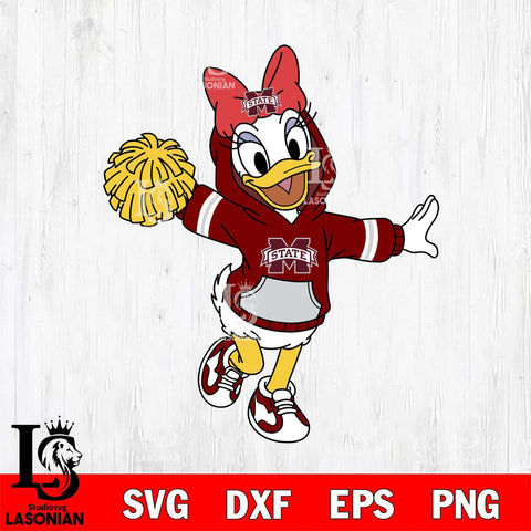 Mississippi State Bulldogs Daisy Duck Cheerleader Christmas File Cut, NCAA SVG DXF EPS PNG FILE, Digital Download , Criucut , Silhouette
