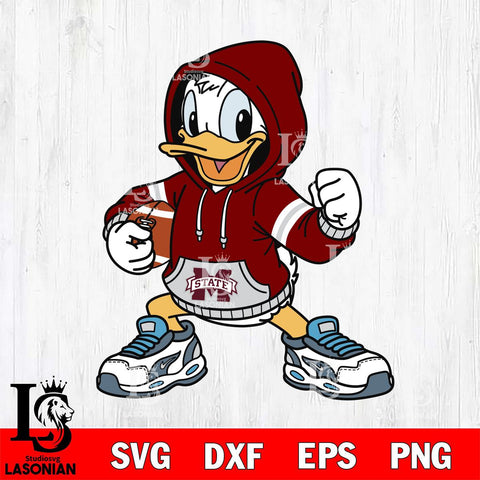 Mississippi State Bulldogs Donald Duck Disney Christmas File Cut, NCAA SVG DXF EPS PNG FILE, Digital Download , Criucut , Silhouette
