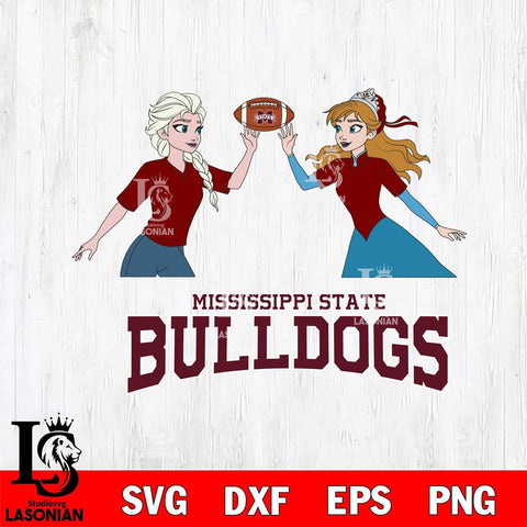 Mississippi State Bulldogs Elsa & Anna Football Cricut,Christmas SVG DXF EPS PNG FILE, NCAA Digital Download,Instant Download, Silhouette