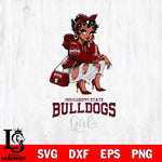 Mississippi State Bulldogs Fashion Black Fan Girl Betty Boop, Svg Eps Dxf Png File, Digital Download