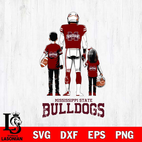 Mississippi State Bulldogs Father And Child Football SVG DXF EPS PNG FILE,NCAA SVG, Father day Digital Download,Instant Download, Silhouette