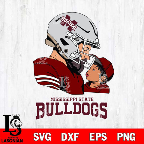 Mississippi State Bulldogs Father And Child Rugby SVG DXF EPS PNG FILE,NCAA SVG, Father day Digital Download,Instant Download, Silhouette