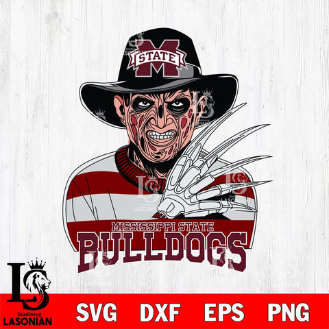 Mississippi State Bulldogs Freddy Krueger Horror Halloween Svg Eps Dxf Png File, NCAA svg, Digital Download, Instant Download
