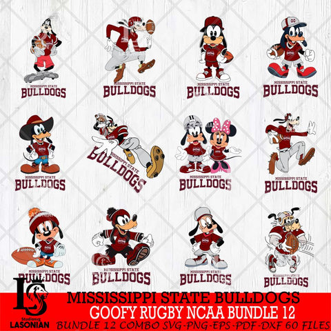 Mississippi State Bulldogs Goofy Rugby Disney NCAA Bundle 12 SVG DXF EPS PNG FILE,NCAA bundle svg ,Football Digital Download,Instant Download, Silhouette