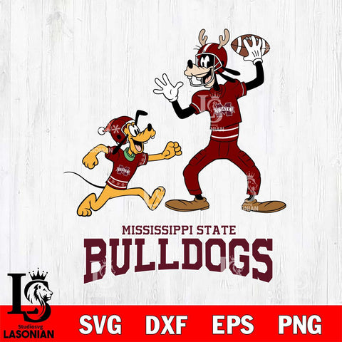 Mississippi State Bulldogs Goofy & Pluto Football Cricut,Christmas SVG DXF EPS PNG FILE, NCAA Digital Download,Instant Download, Silhouette