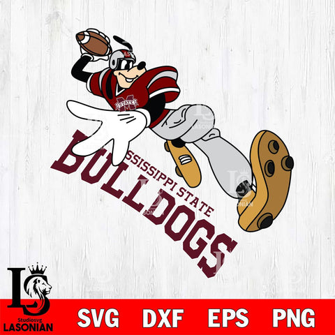 Mississippi State Bulldogs Goofy rugby player SVG DXF EPS PNG FILE,NCAA svg ,Football Digital Download,Instant Download, Silhouette