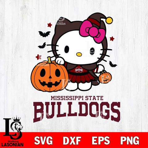 Mississippi State Bulldogs Hello Kitty Horror 1 Svg Eps Dxf Png File, Digital Download