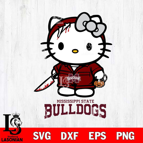 Mississippi State Bulldogs Hello Kitty Horror 5 Svg Eps Dxf Png File, Digital Download
