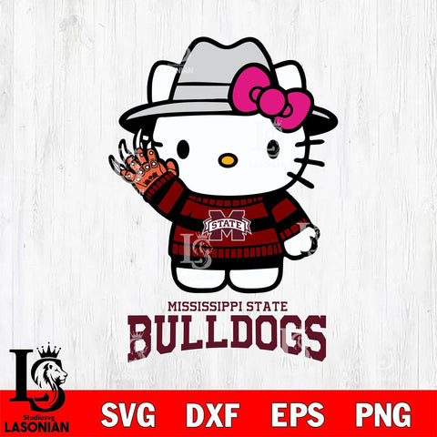 Mississippi State Bulldogs Hello Kitty Horror 6 Svg Eps Dxf Png File, Digital Download