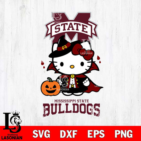 Mississippi State Bulldogs Hello Kitty Horror 9 Svg Eps Dxf Png File, Digital Download