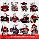 Mississippi State Bulldogs Jason Voorhees Horror Bundle 12 SVG Eps Dxf Png File, bundle NCAA svg, Digital Download, Instant Download