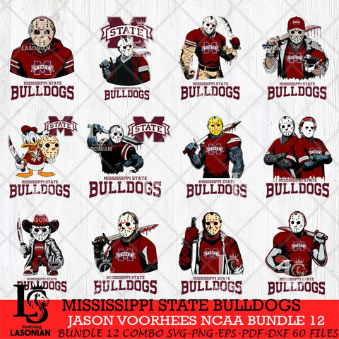 Mississippi State Bulldogs Jason Voorhees NCAA Bundle 12 SVG Svg Eps Dxf Png File, Digital Download