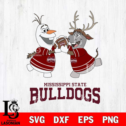 Mississippi State Bulldogs Olaf & Sven Football Cricut,Christmas SVG DXF EPS PNG FILE, NCAA Digital Download,Instant Download, Silhouette