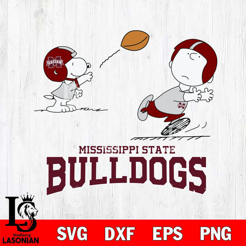Mississippi State Bulldogs Peanuts play football SVG DXF EPS PNG FILE,Snoopy File Cut, NCAA Digital Download,Instant Download,Christmas Silhouette