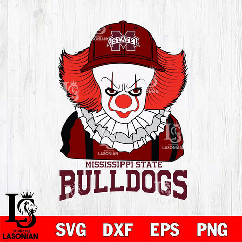 Mississippi State Bulldogs Pennywise Horror Sport 10 Svg Eps Dxf Png File, Digital Download