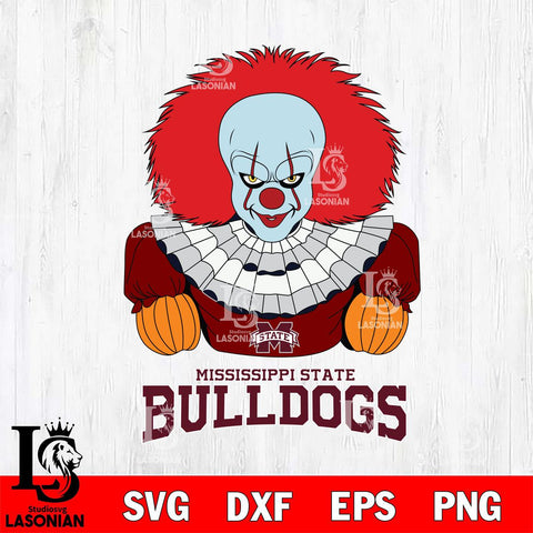 Mississippi State Bulldogs Pennywise Horror Sport 3 Svg Eps Dxf Png File, Digital Download