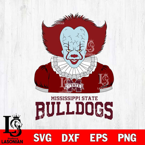 Mississippi State Bulldogs Pennywise Horror Sport 5 Svg Eps Dxf Png File, Digital Download
