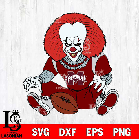 Mississippi State Bulldogs Pennywise Horror Sport 6 Svg Eps Dxf Png File, Digital Download