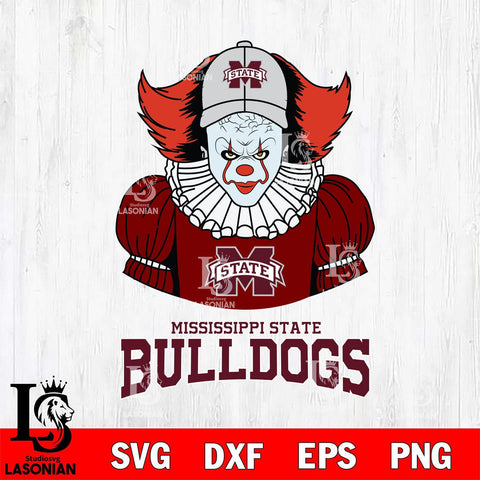 Mississippi State Bulldogs Pennywise Horror Sport 7 Svg Eps Dxf Png File, Digital Download