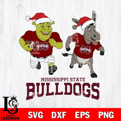 Mississippi State Bulldogs Shrek and Donkey Football Cricut,Christmas SVG DXF EPS PNG FILE, NCAA Digital Download,Instant Download, Silhouette