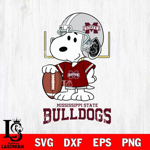 Mississippi State Bulldogs Snoopy Player Football SVG DXF EPS PNG FILE,Snoopy File Cut, NCAA Digital Download,Instant Download,Christmas Silhouette