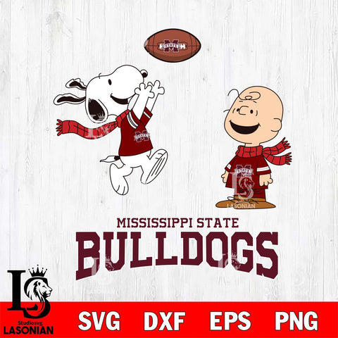 Mississippi State Bulldogs Snoopy & Charlie Brown Football Cricut,Christmas SVG DXF EPS PNG FILE, NCAA Digital Download,Instant Download, Silhouette