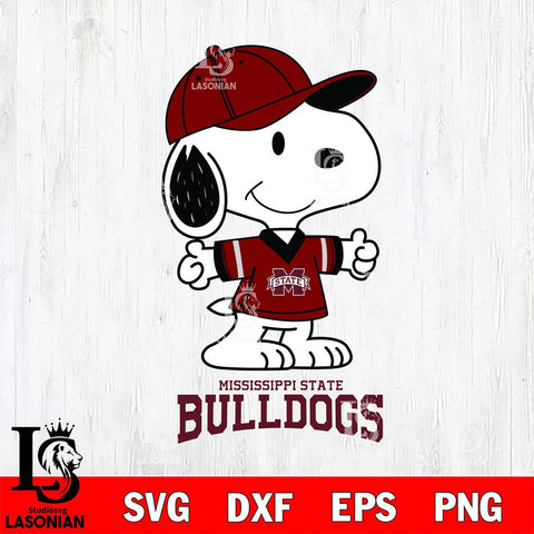 Mississippi State Bulldogs Snoopy football SVG DXF EPS PNG FILE,Snoopy File Cut, NCAA Digital Download,Instant Download,Christmas Silhouette