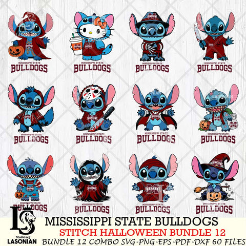 Mississippi State Bulldogs Stitch Horror Bundle 12 SVG Svg Eps Dxf Png File, NCAA svg, Digital Download, Instant Download