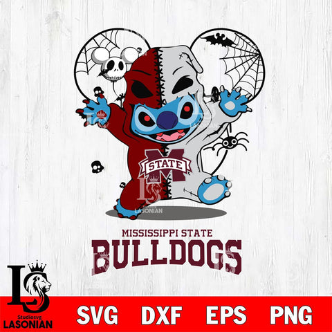 Mississippi State Bulldogs Stitch Horror Halloween 2 Svg Eps Dxf Png File, Digital Download, Instant Download