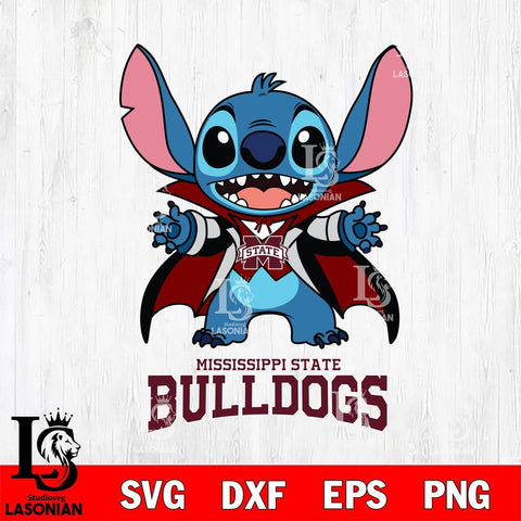 Mississippi State Bulldogs Stitch Vampire halloween Svg Eps Dxf Png File, NCAA svg, Digital Download, Instant Download