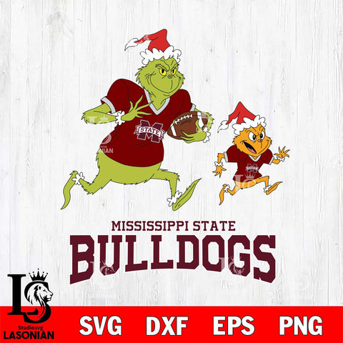 Mississippi State Bulldogs The Grinch & Max Football Cricut,Christmas SVG DXF EPS PNG FILE, NCAA Digital Download,Instant Download, Silhouette