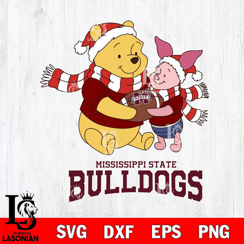 Mississippi State Bulldogs Winnie the Pooh & Piglet Football Cricut,Christmas SVG DXF EPS PNG FILE, NCAA Digital Download,Instant Download, Silhouette